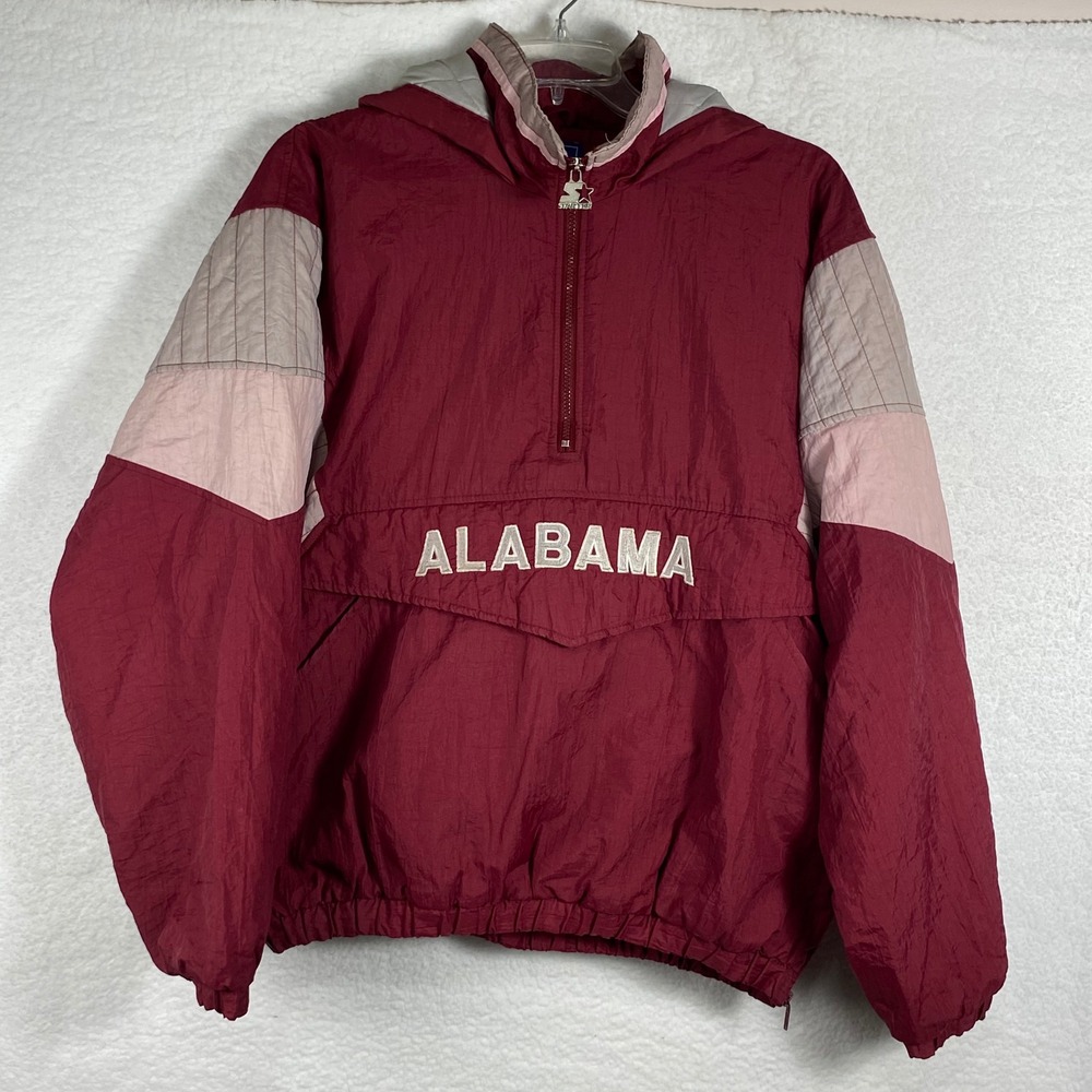 Vintage 90's Starter Alabama Crimson Tide Half Zip Windbreaker L Jacket Maroon